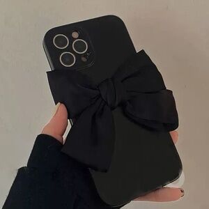 Black iPhone 15 Pro Case with Bow